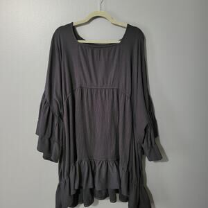 Free People Beach Dress Size L Witchy Whimsigoth Fairy Grunge Vamp Black Relaxed